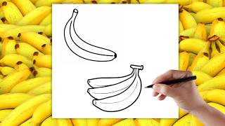 Owoce - Jak narysować banana - Rysowanie dla dzieci krok po kroku