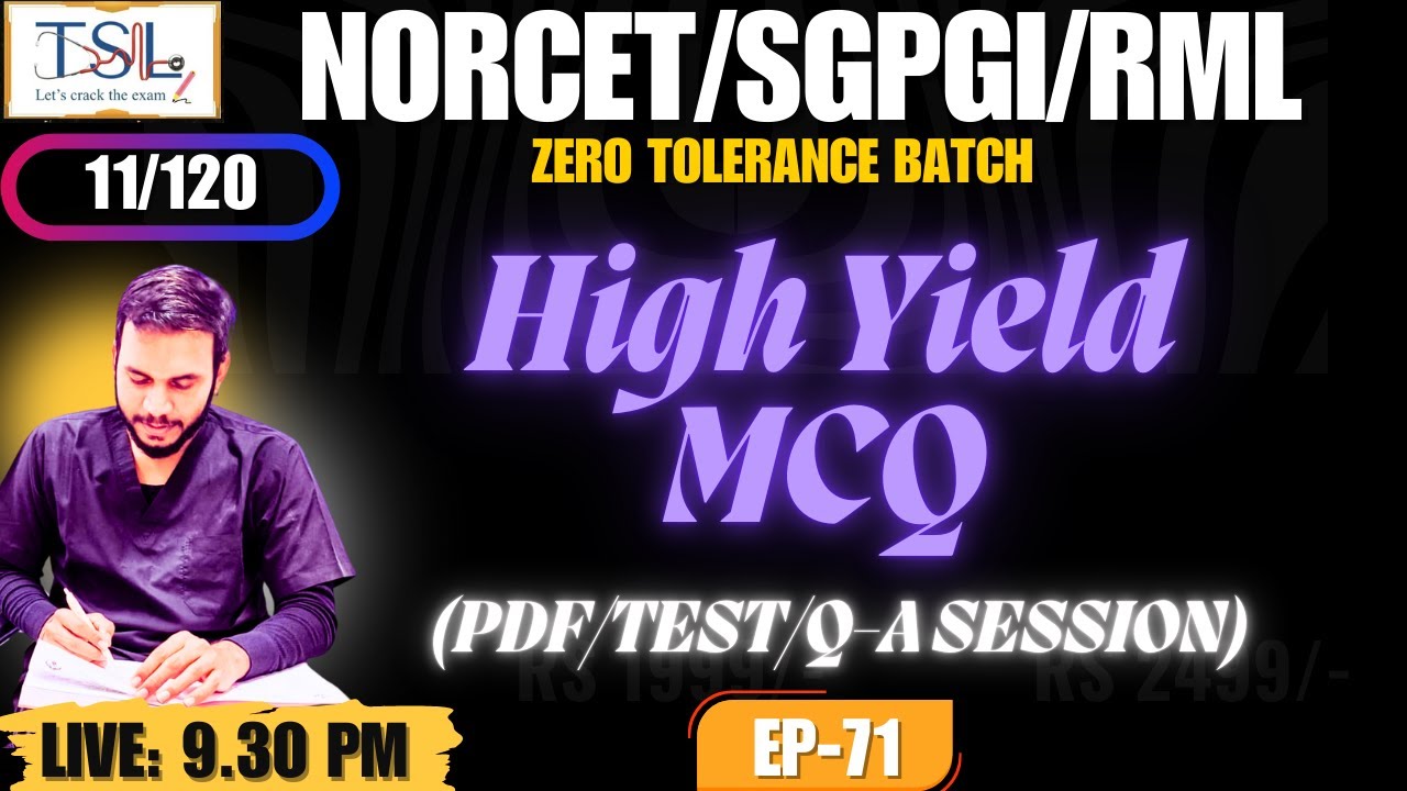 RML/ SGPGI/ NORCET-10 | High Yield MCQ/ KEY Points (Episode -71) BY-TARUN SIR | 