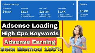 Adsense Loading 2023 | High Cpc Keywords | New Tricks | Adsense Account Earning Tricks | Method