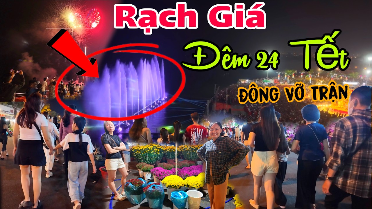 24 tết Rạch Giá Vỡ Trận Thật Rồi, Lần Đầu Tiên Được Chiêm Ngưỡng Màn Múa Nước Cực Đẹp