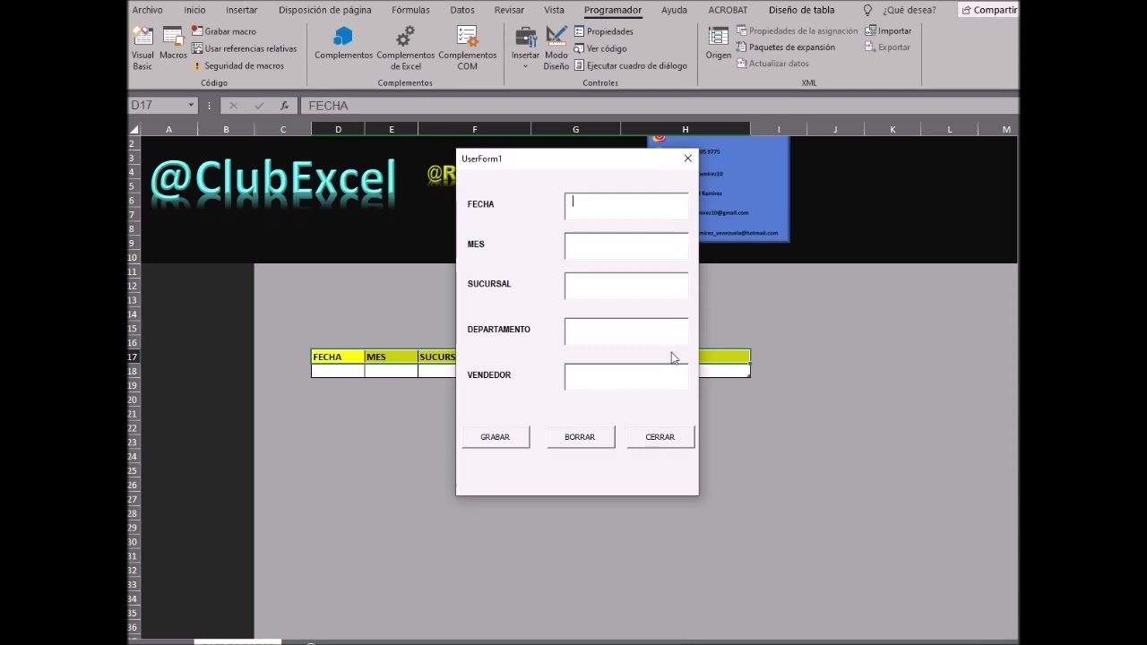 Como crear una base de datos en excel