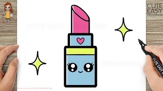 How To Draw A Cute Lipstick For Kids And Toddlers
