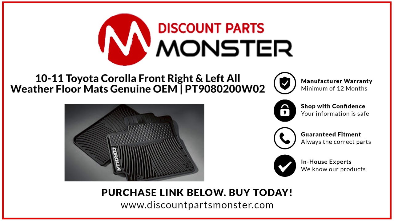 10-11 Toyota Corolla Front Right & Left All Weather Floor Mats Genuine OEM | PT9080200W02
