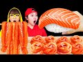 Mukbang Salmon Noodles Fire Sauce Giant Salmon Sushi 연어국수 대왕 연어 초밥 먹방 Labeat 랩잇 