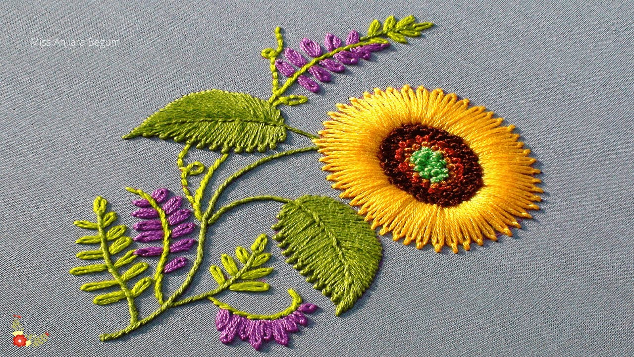 Simple Yellow Flower Embroidery, Pretty Yellow Flower Designs ...
