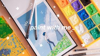 paint studio ghibli scenes with me / jelly gouache unboxing + speed paint ☁