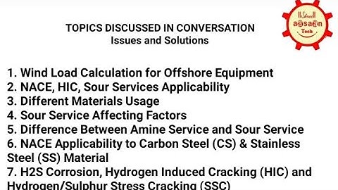NACE, HIC, Sour, Amine Service, NACE for  CS & SS Material, H2S,  HIC, Sulphur Stress Cracking (SSC)