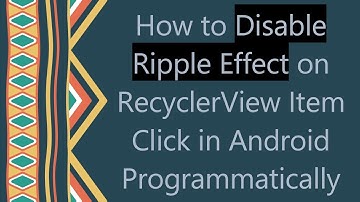 How to Disable Ripple Effect on RecyclerView Item Click in Android Programmatically