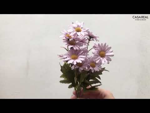 Buquê Margarida X5 com Rafia Artificial - Roxo (11858)