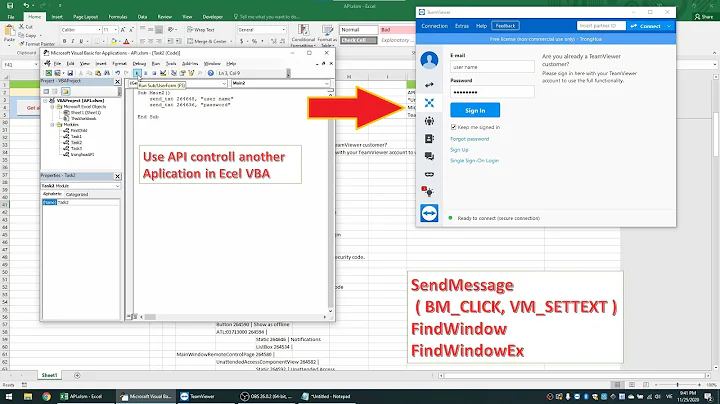 Use VBA to SendMessage another Application on Window in Excel VBA don't need spy++
