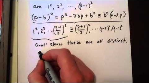 Number Theory: There are exactly (p-1)/2 Quadratic Residues and Nonresidues mod p (proof)