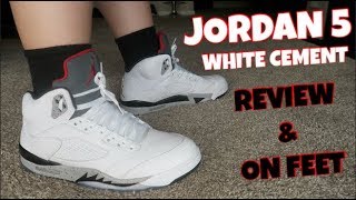 AIR JORDAN 5 WHITE CEMENT REVIEW AND ON 