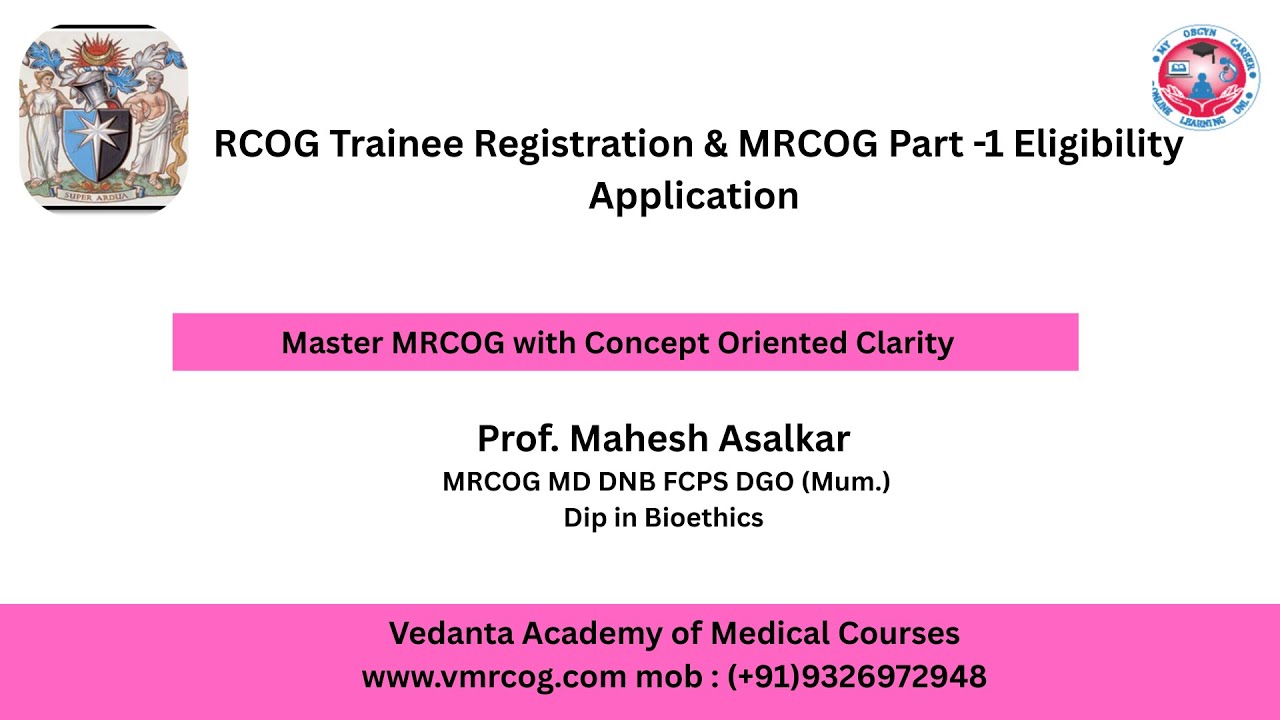 MRCOG Part 1 for Beginners | RCOG Trainee Registration & Eligibility Application Step-by-Step