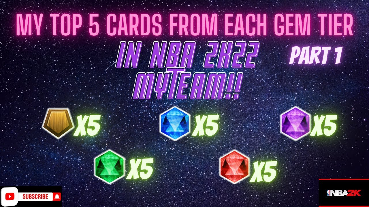 My top 5 cards from each gem tier in nba2k22 myteam part 1 some are