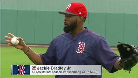 Jackie Bradley Jr. shares accurate throwing arm from the outfield