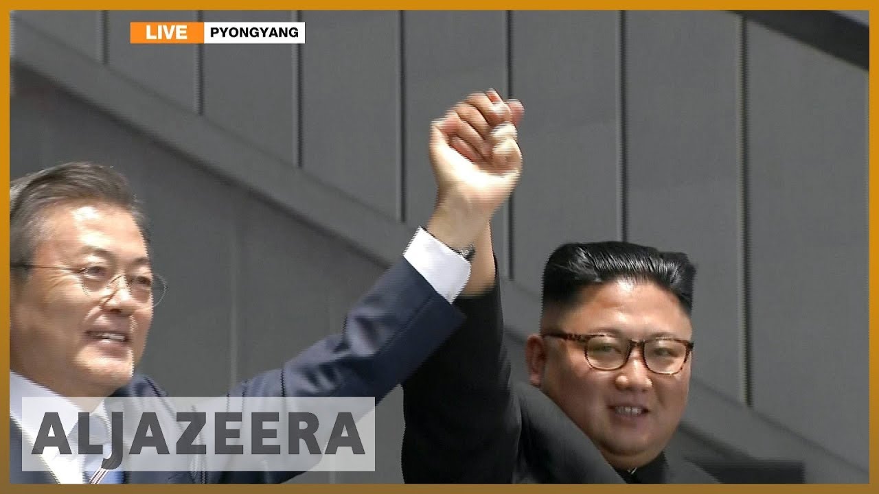 🇰🇵 مون جاي إن وكيم جونغ أون يلقيان خطاباً أمام حشد من 150 ألف شخص | الجزيرة الإنجليزية