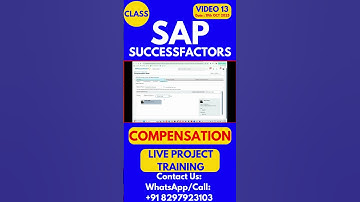SAP SuccessFactors Compensation Training Online Class 13 19th OCT 2025 #sapsuccessfactorstraining