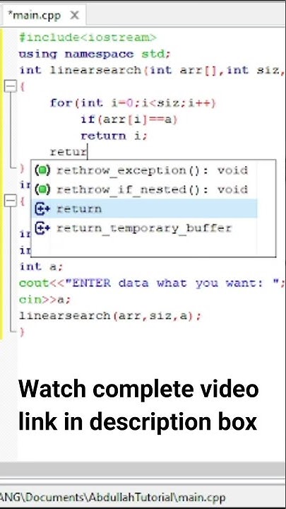 | Linear search searching technique | Linear search in C++ |. - YouTube