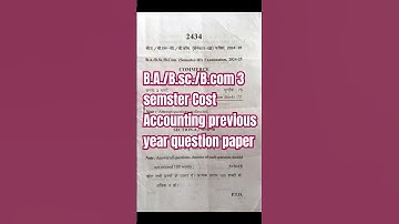 B.A./B.sc./B.com 3 semster Cost Accounting question paper #jncu #ballia #paper  #commerce #yt#shorts