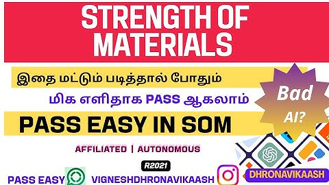 Pass easy in SOM | Strength of Materials | R21 | Anna University | Autonomous | DHRONAVIKAASH 