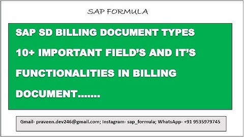 CONCEPT 37- SAP SD BILLING DOCUMENT TYPES AND ITS CONTROLS || SAP FORMULA || VOFA ||