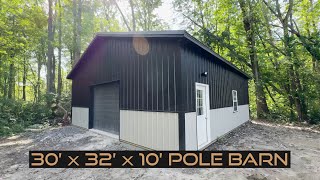 Dual-Tone 30x32x10 Pole Barn – Perfect for Workshops & Storage
