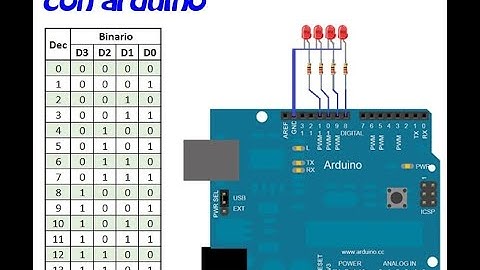 Contador binario 4 bits con arduino Version 1, instrucciones simples!!!