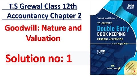 T.S Grewal Class 12 Accountancy Goodwill: Nature And Value solution no: 1