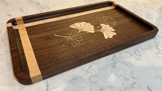 Charcuterie Tray with Ginkgo Leaves || CNC Inlay || Making Process || Wood Inlay