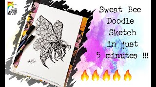 Sweat Bee Doodle Art I Zentangle Animaldoodling I How To Draw Illustration I Timelapseart I Speedart