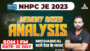 NHPC JE 2023 | NHPC JE Exam Analysis | NHPC JE Mechanical | Memory Based Paper Analysis