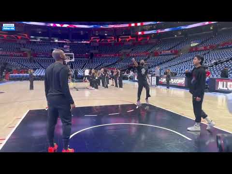 KYRIE IRVING's USUAL EARLY WARMUP ROUTINE BEFORE TODAYS GAME 1 VS CLIPPERS AT CRYPRO.COM ARENA