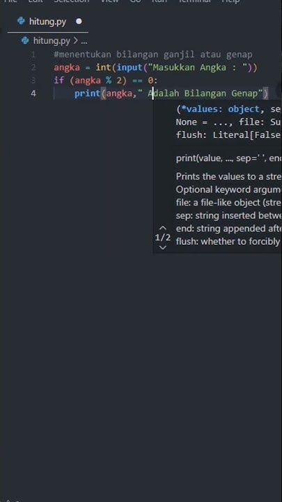 Menentukan bilangan ganjil dan genap program python #python #shorts ...
