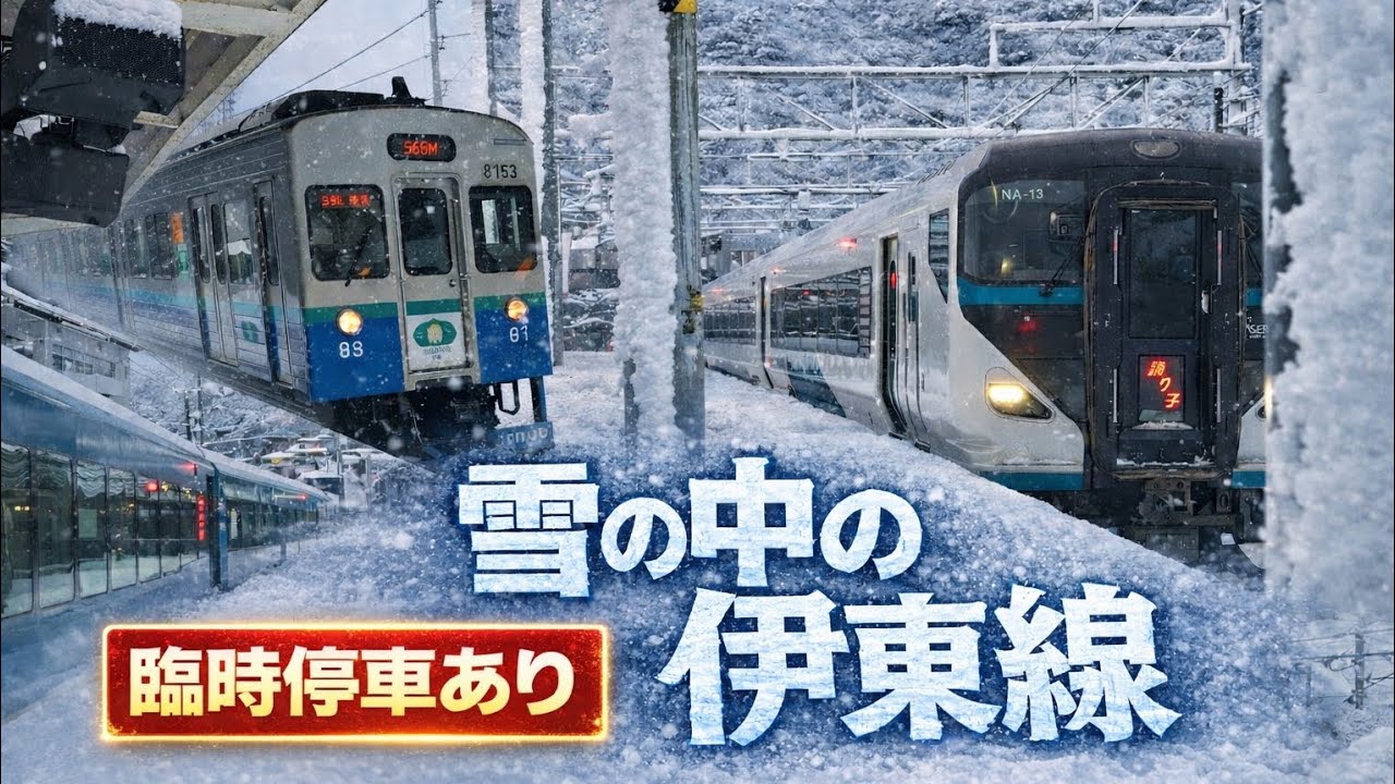 「数年に1度レベル」大雪の中運行する伊東線でまさかの臨時停車が…