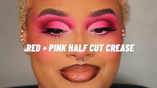 HOW TO DO: RED + PINK HALF CUT CREASE | VALENTINE'S DAY MAKEUP Only Using Red Pink Makeup Valentine S Edition