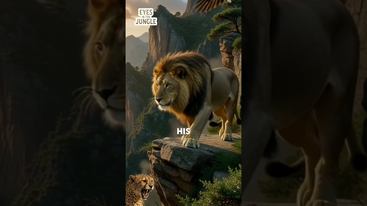 Lion Walking on Dangerous Cliff Edge #shortsfeed #lion #animals