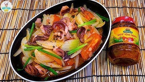 BẠCH TUỘC XÀO SA TẾ | Cách chế biến bạch tuộc thơm ngon | Bếp Của Vợ
