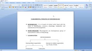 FUNDAMENTAL PRINCIPLES OF MICRO-BIOLOGY (CLASS- 43); 1.6T, HECP; D.PHARM 1ST YEAR(2019)