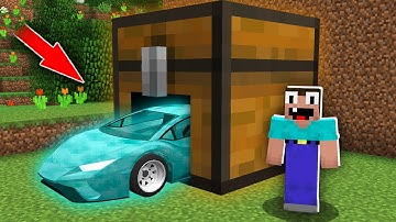 Minecraft NOOB vs PRO: NOOB FOUND SUPER SECRET CAR IN LARGE CHEST! 100% trolling