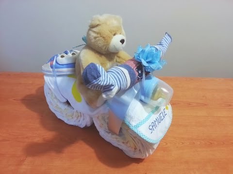 TUTORIAL: TORTA DI PANNOLINI a forma di MOTO (Motorcycle Diapers Cake)