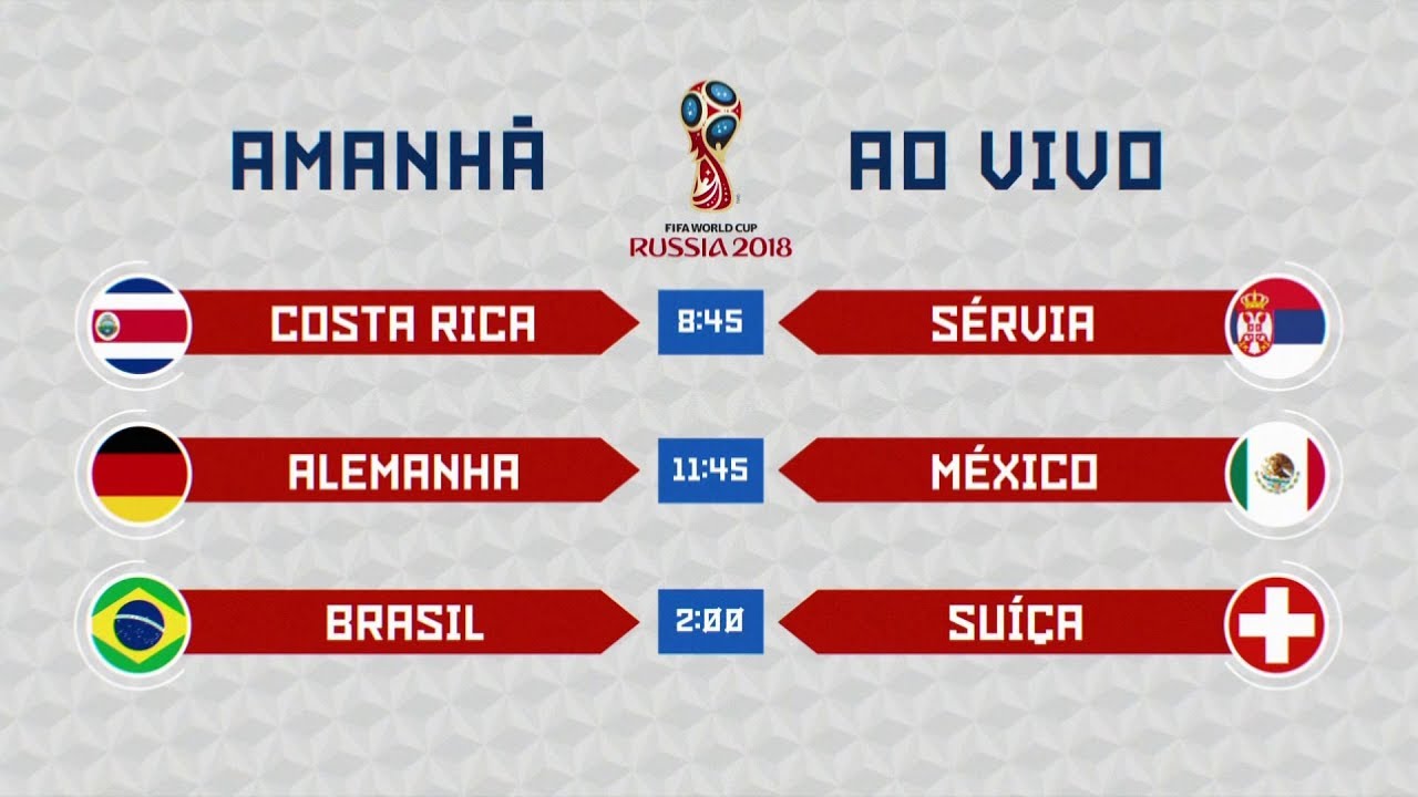 Chamada do jogo entre Brasil x Sérvia pela Copa do Mundo de 2018