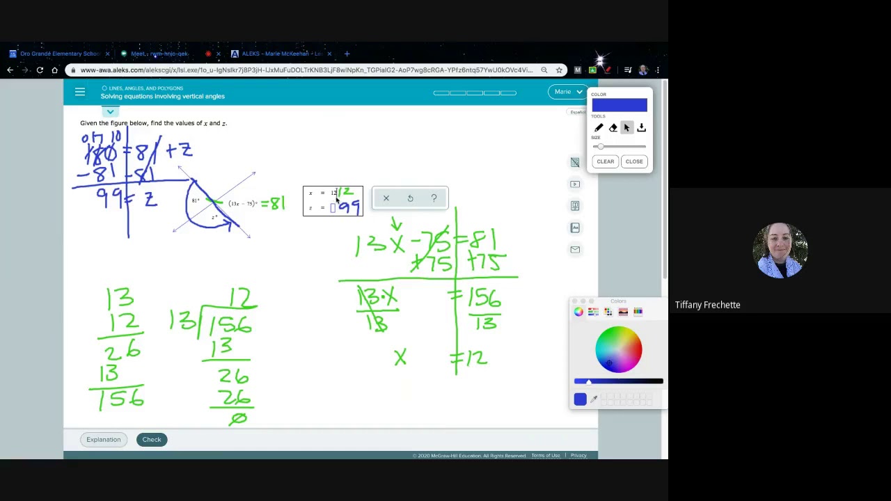 Solving equations involving vertical angles - YouTube