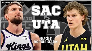 Sacramento Kings vs Utah Jazz Full Game Highlights | Mar 31 | 2024 NBA Season