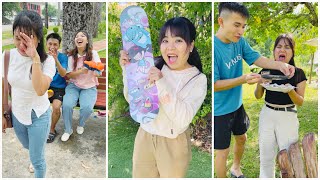 Magic skateboard with funny friend 😵‍💫🥷🏻🏂 Linh Nhi #shorts