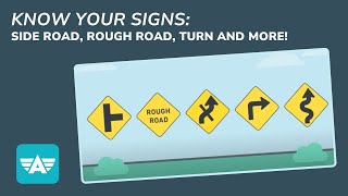 Road Signs and their Meanings with Aceable (Side Road, Rough Road, Turn and More)