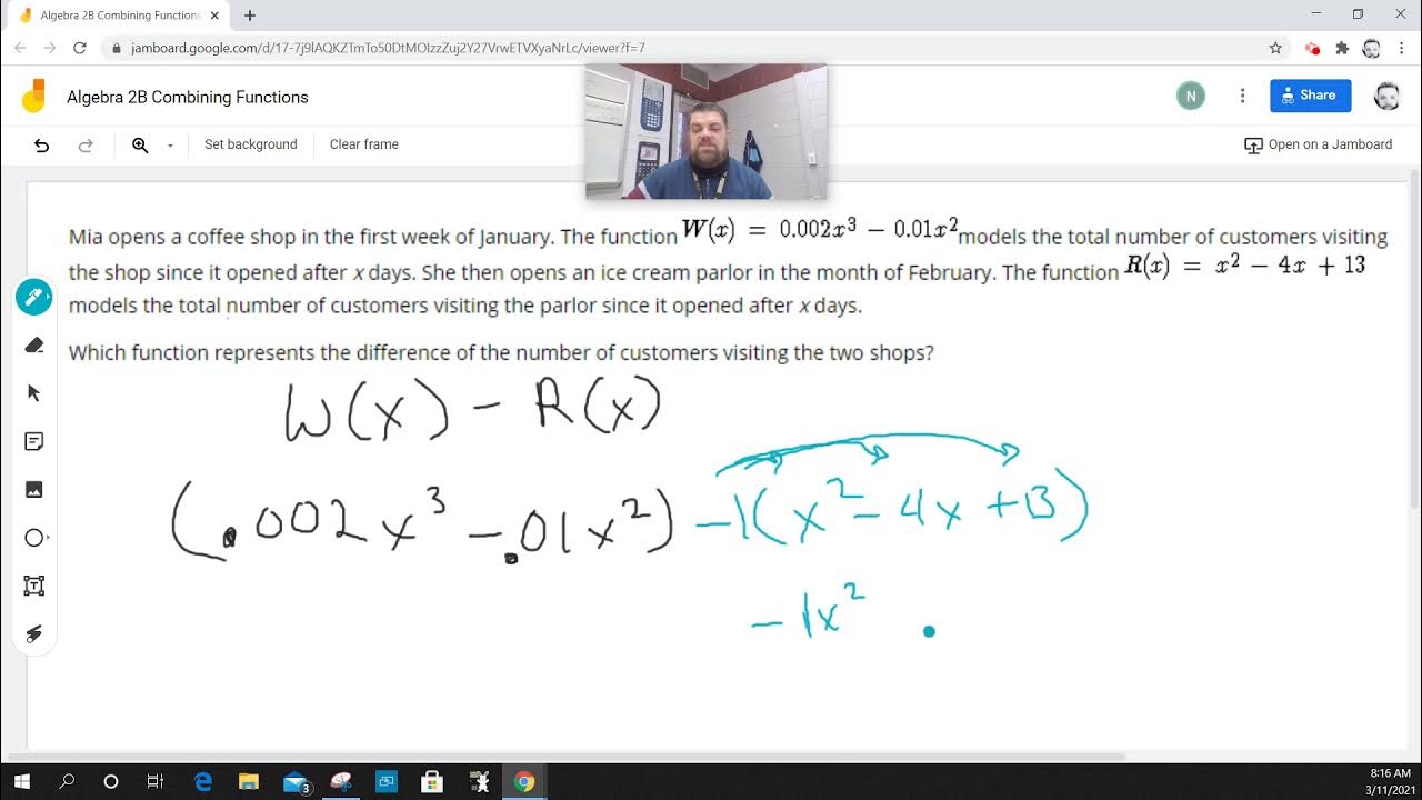 Algebra 2B Combining Functions Example 8 - YouTube