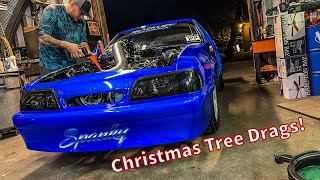 Spanky goes to the Christmas Tree Drags! Going for a PB!