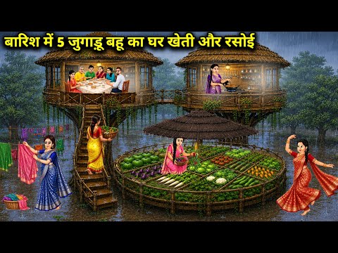 बारिश में 5 जुगाड़ू बहू का घर खेती और रसोई | 5 clever hacks for a daughter-in-law | Cartoon Video