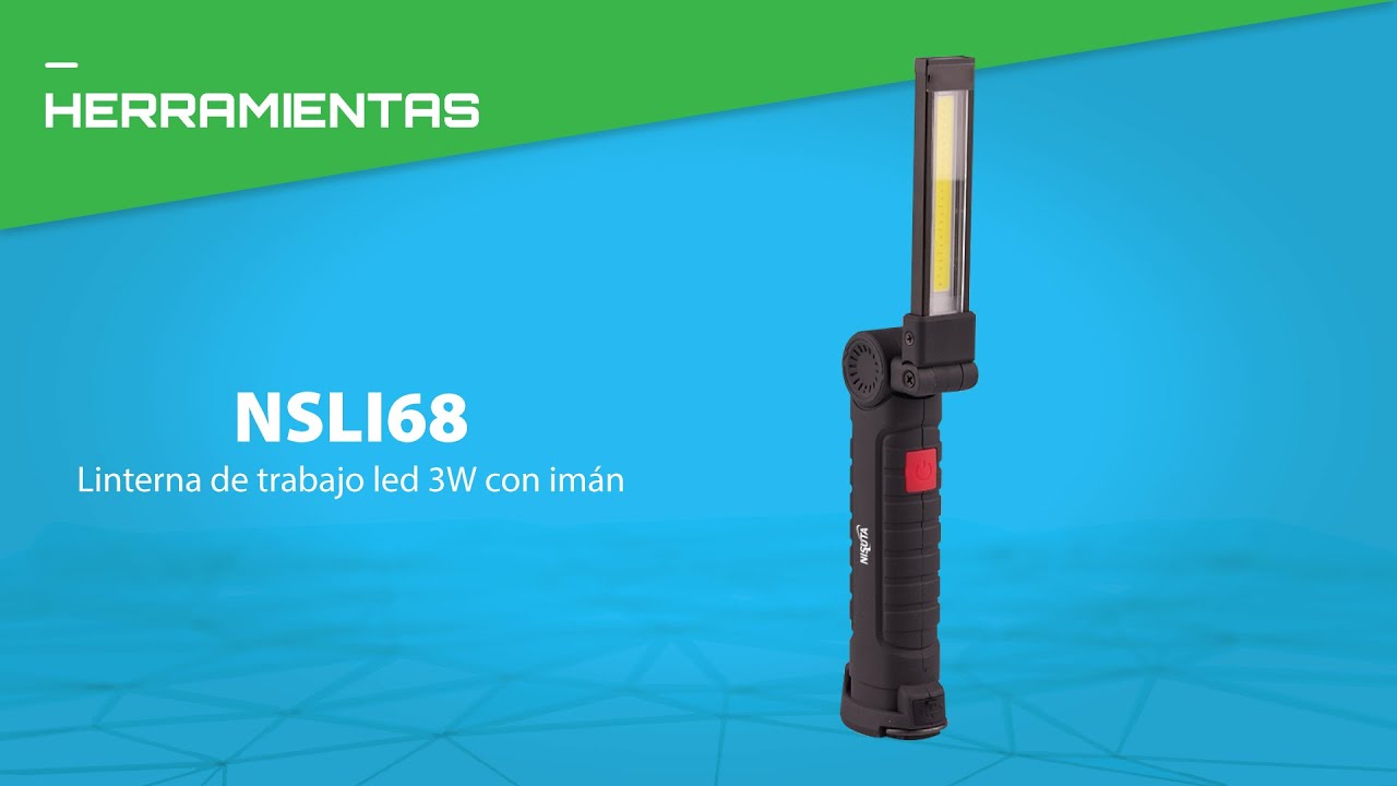 WirePC - Linterna de trabajo led 3W con iman y gancho, bateria recargable