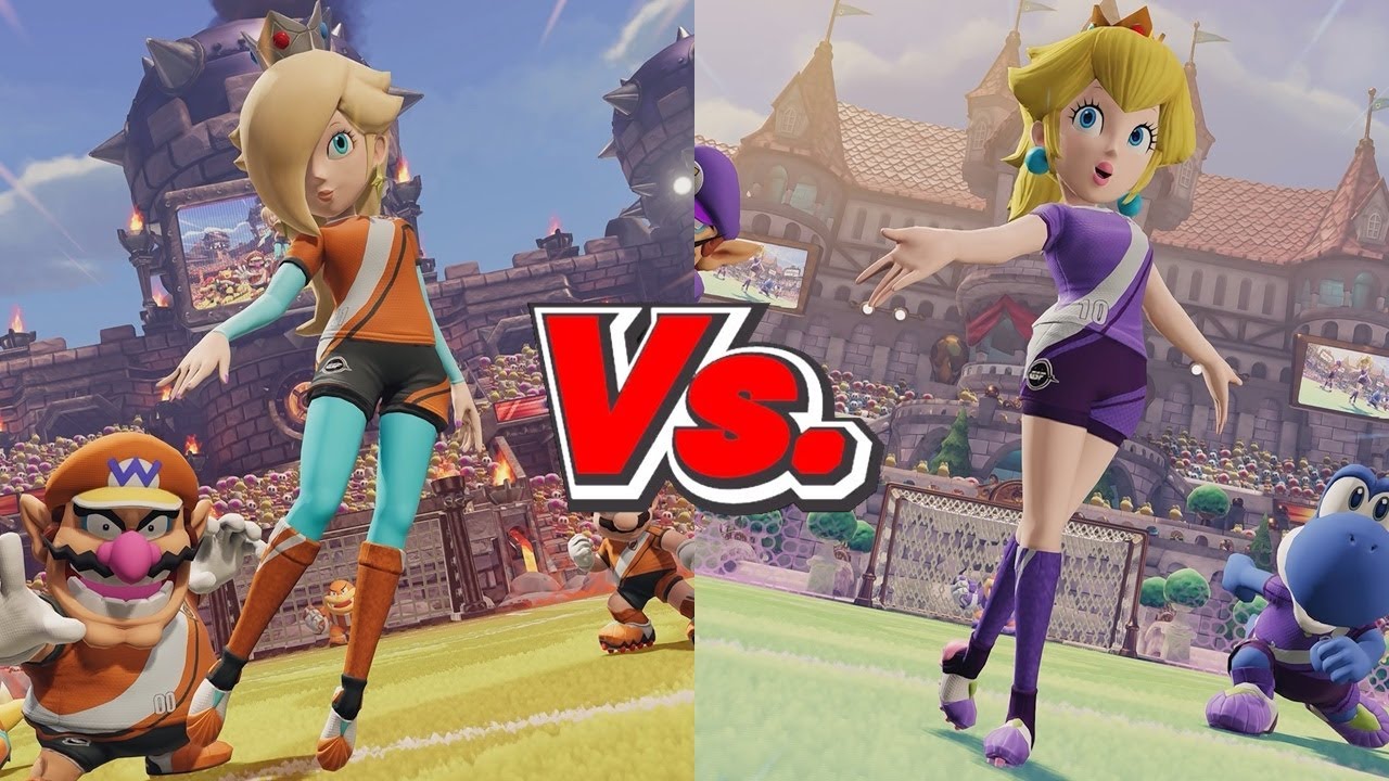 Mario Strikers Battle League - Rosalina (Comets) Vs. Peach (Spikes ...